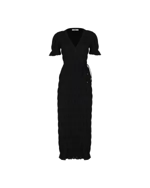 MIRELLA SHORT SLEEVE WRAP DRESS BLACK