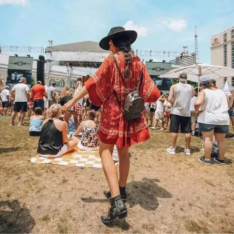 Monet Red Floral Boho Dress