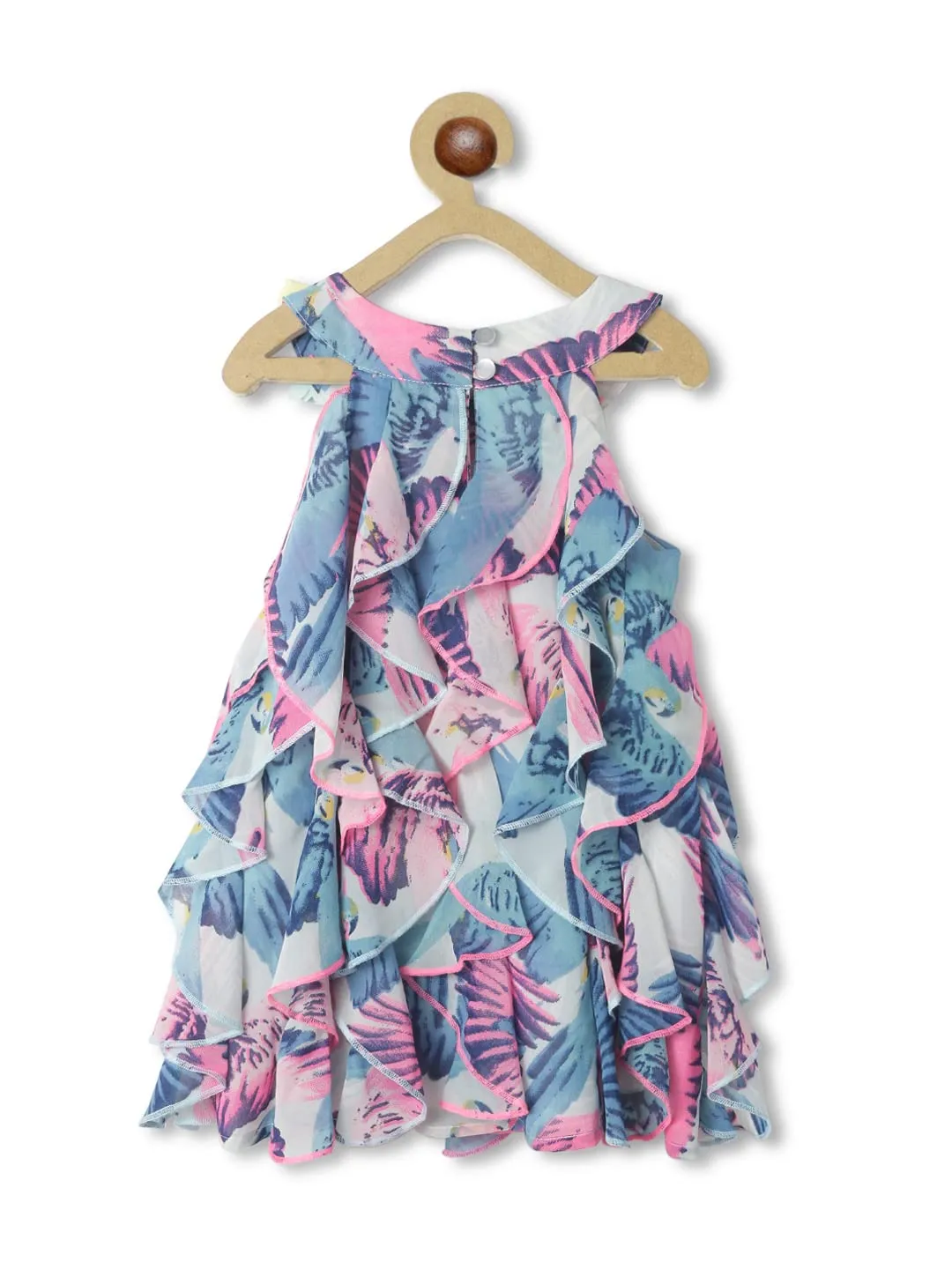 nauti nati Baby Polyester Girls Multicolor Printed Dress Above The Knee NN313-401