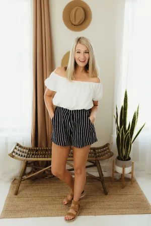 Off Shoulder Striped Romper