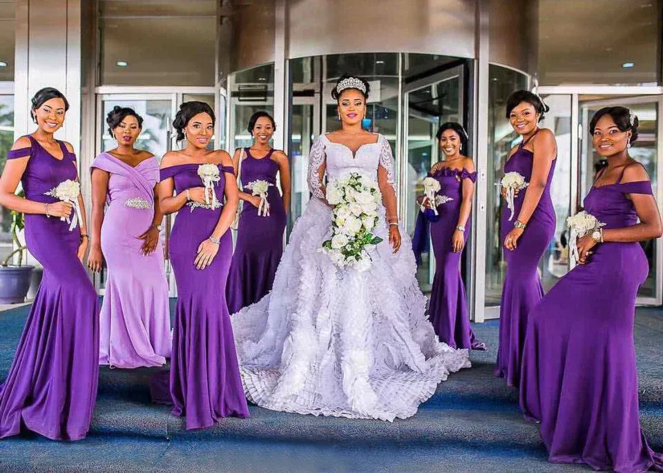 Purple Multi-Style Mermaid Sexy Long Bridesmaid Dresses