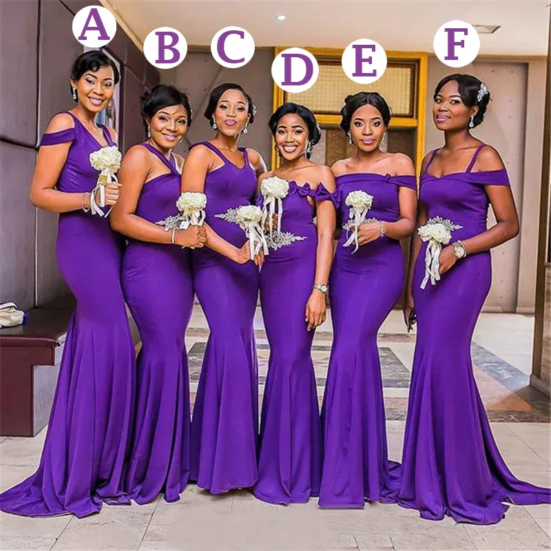 Purple Multi-Style Mermaid Sexy Long Bridesmaid Dresses