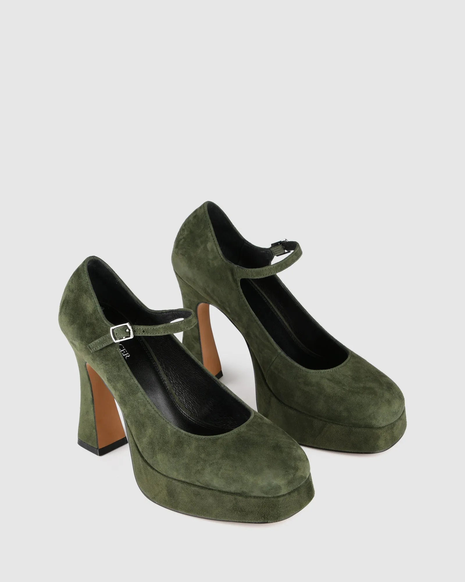 RAVINA PLATFORM HIGH HEELS FOREST GREEN SUEDE