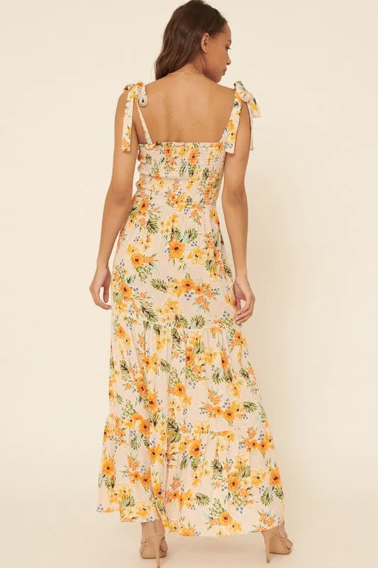 Romantic Floral Prints Maxi Dress