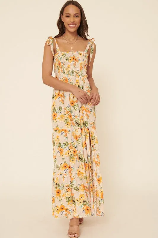 Romantic Floral Prints Maxi Dress