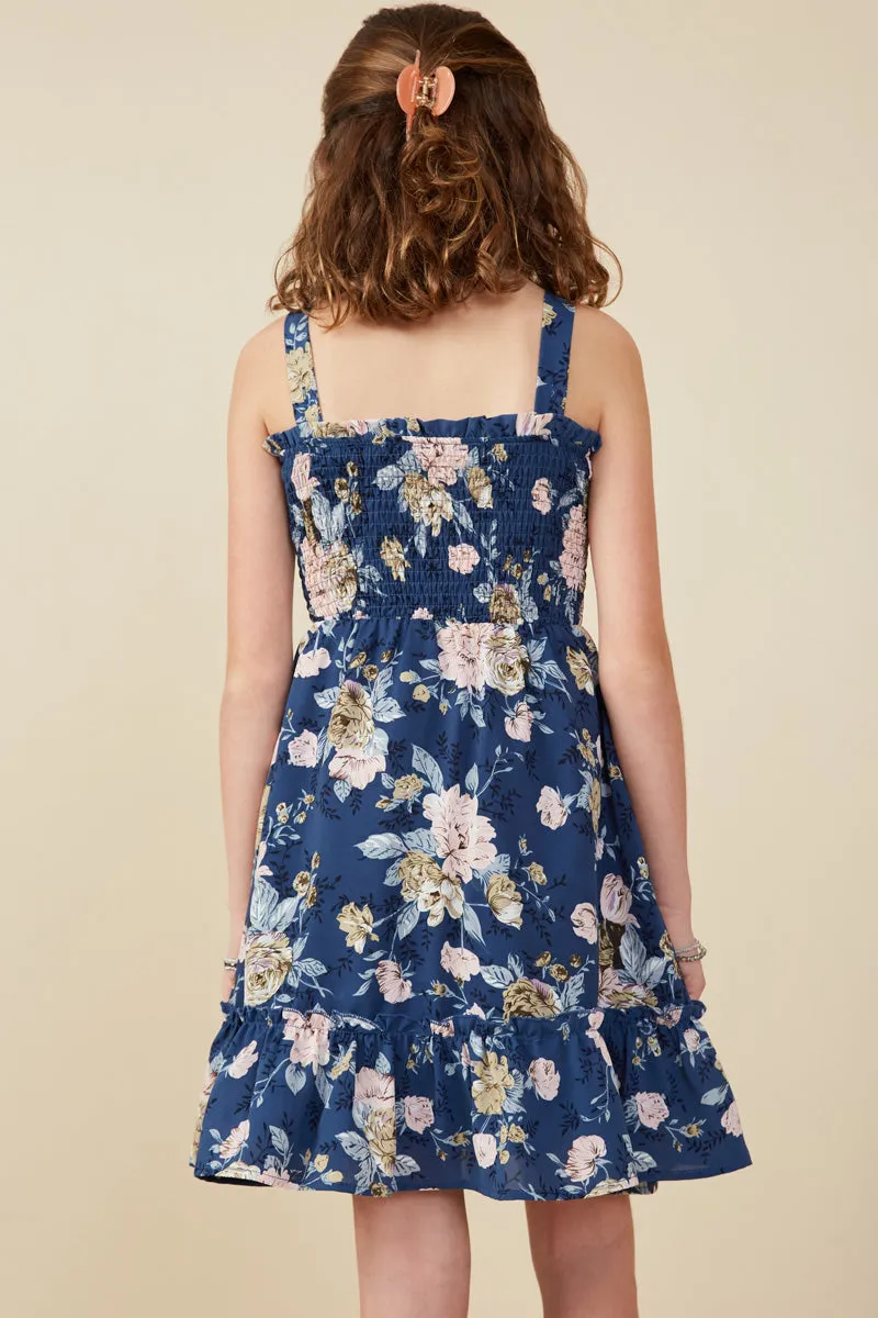 Romantic Floral Smocked Bodice Tank Dress