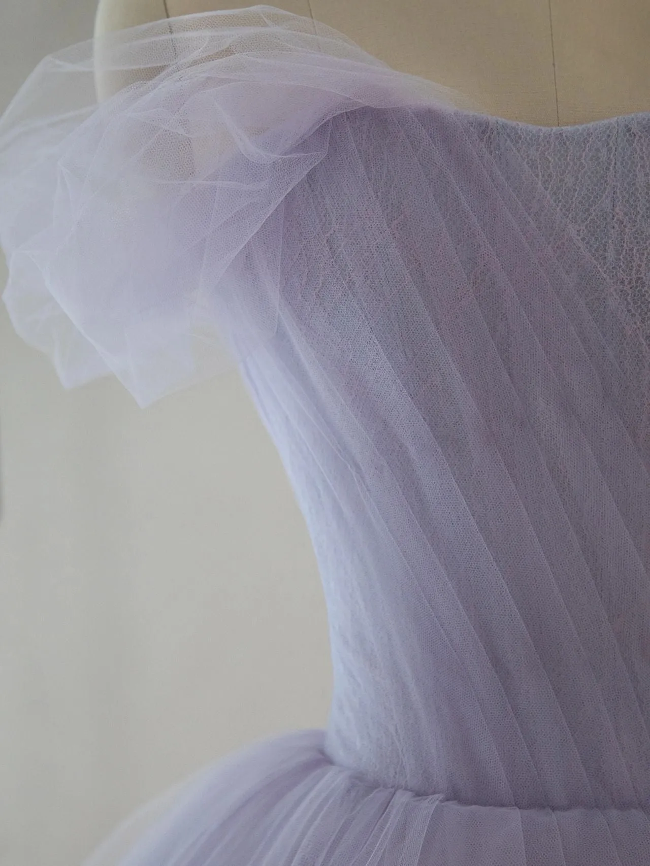 Romantic Lavender Tulle Short Wedding Dress