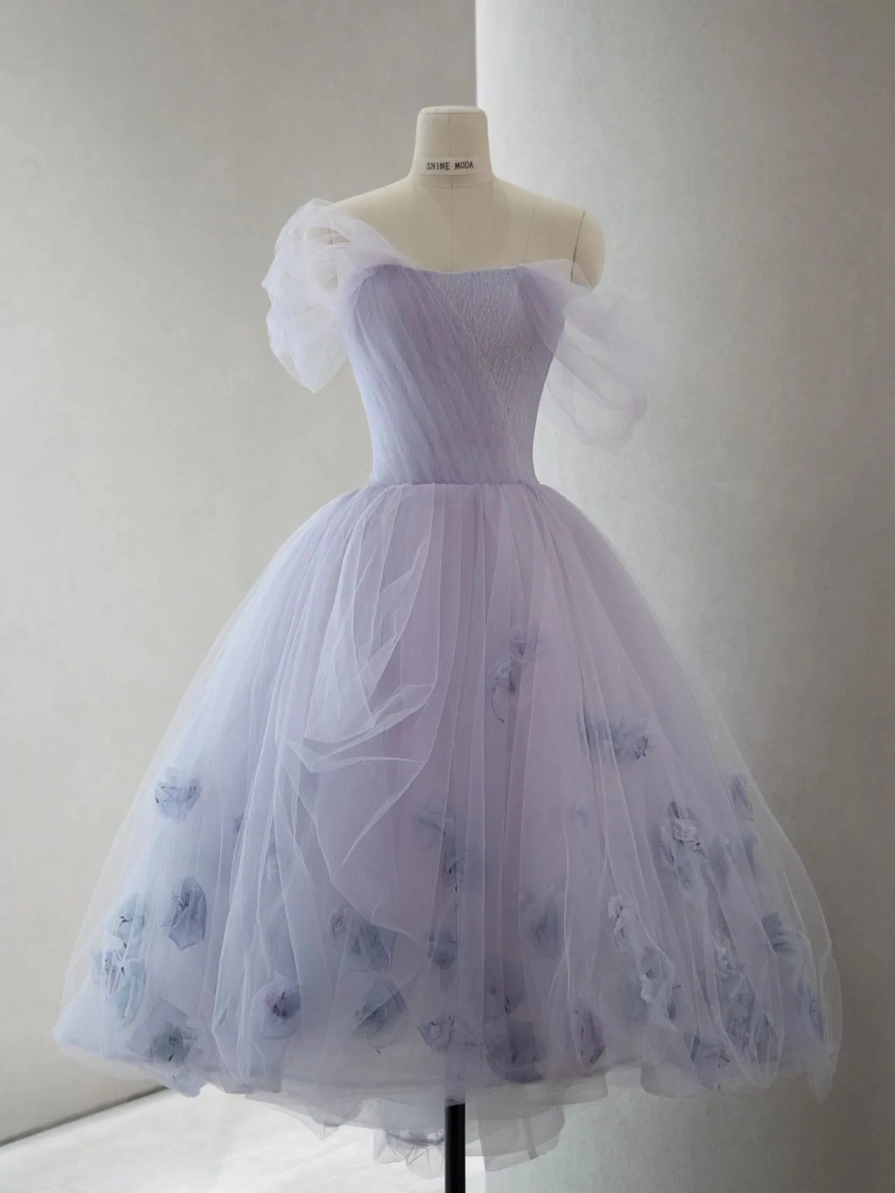 Romantic Lavender Tulle Short Wedding Dress