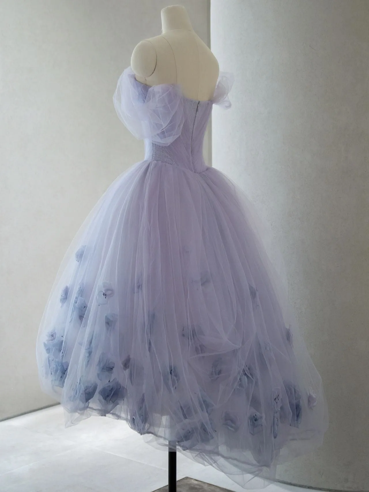 Romantic Lavender Tulle Short Wedding Dress