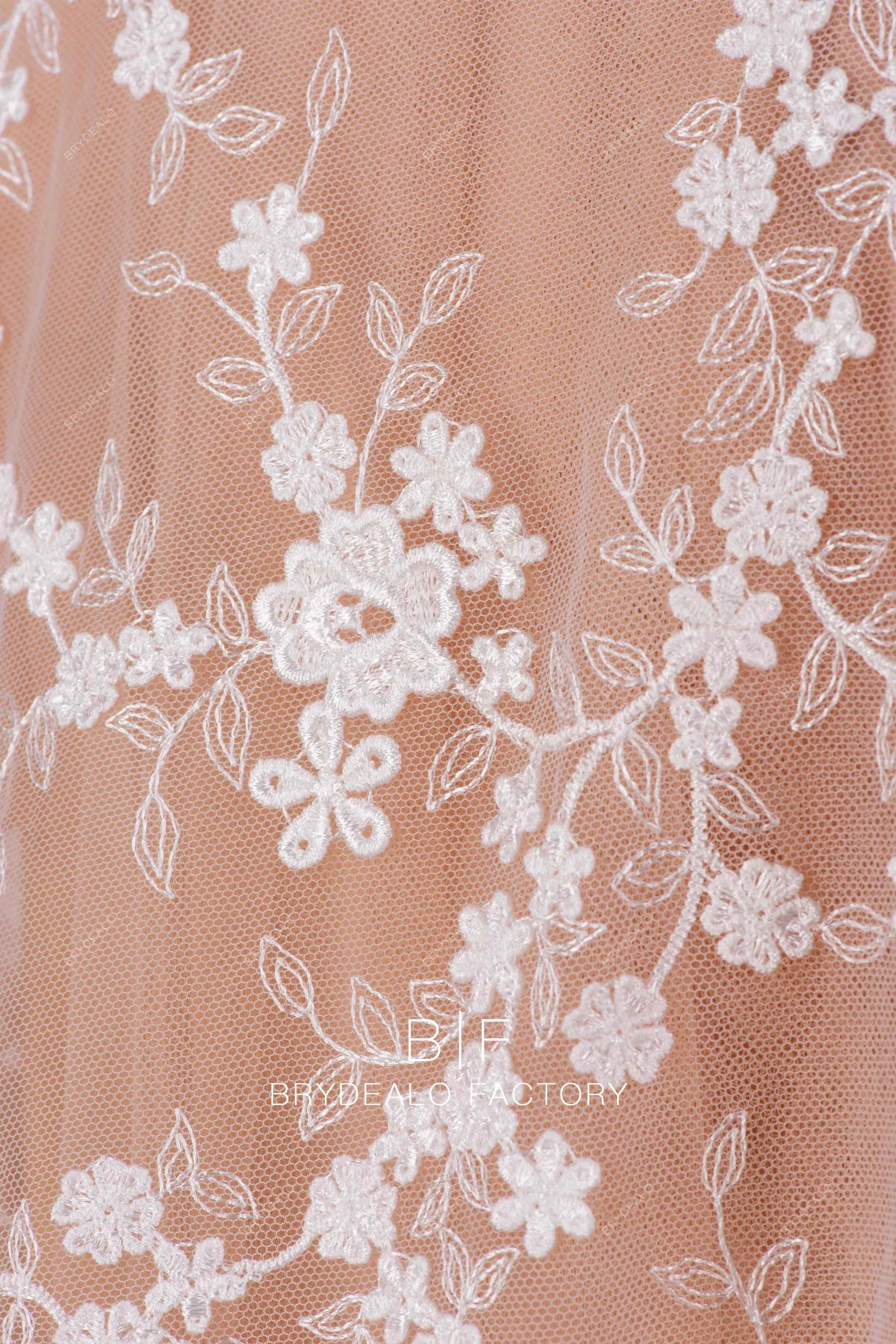 Romantic Small Flowers Embroidered Lace Fabric Online