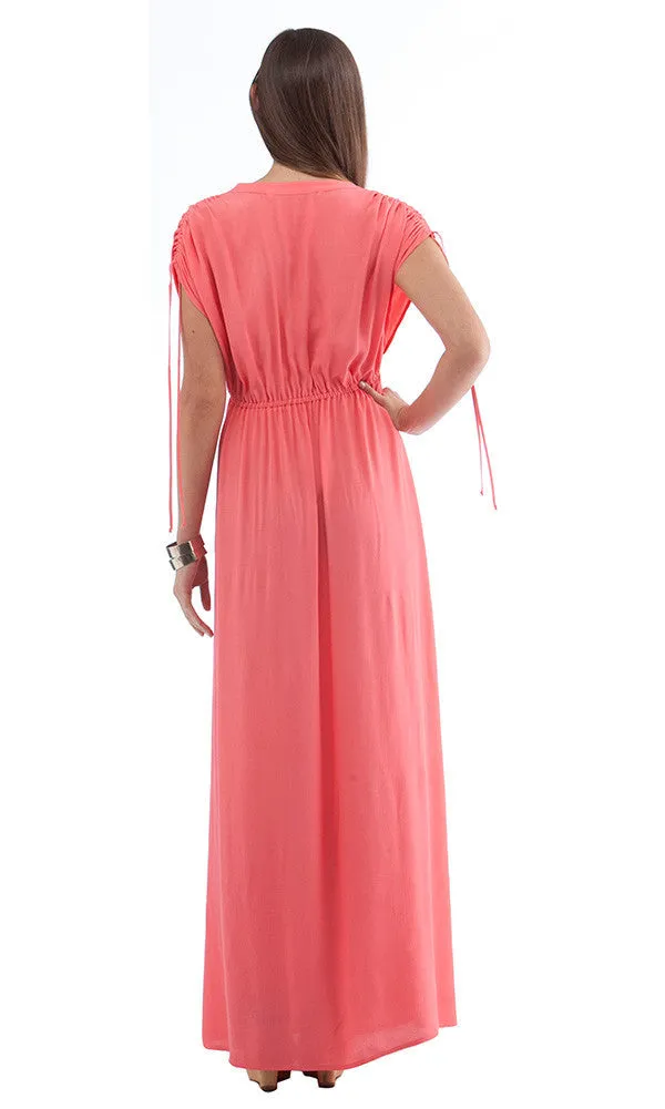 RUCHED SLEEVE MAXI