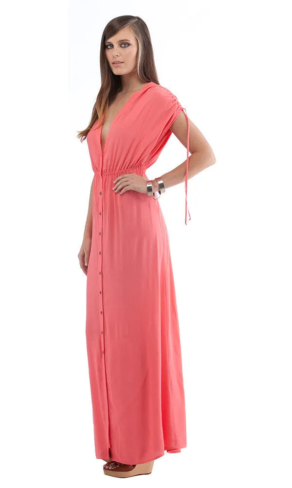 RUCHED SLEEVE MAXI