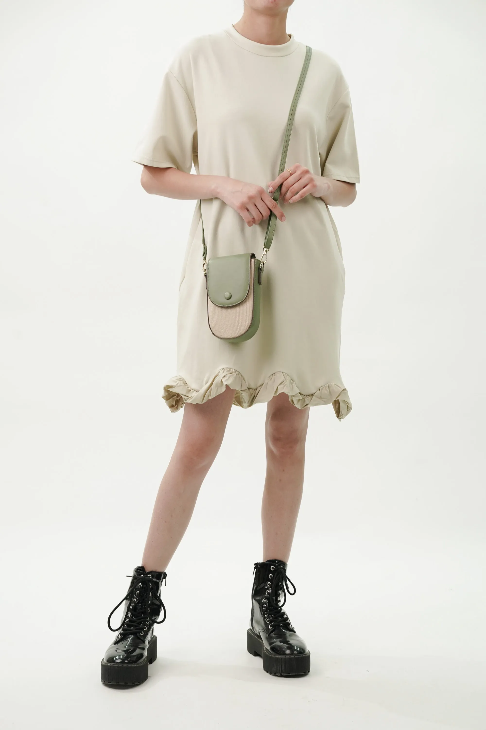 Ruffled Hem Knitted T-Shirt Dress