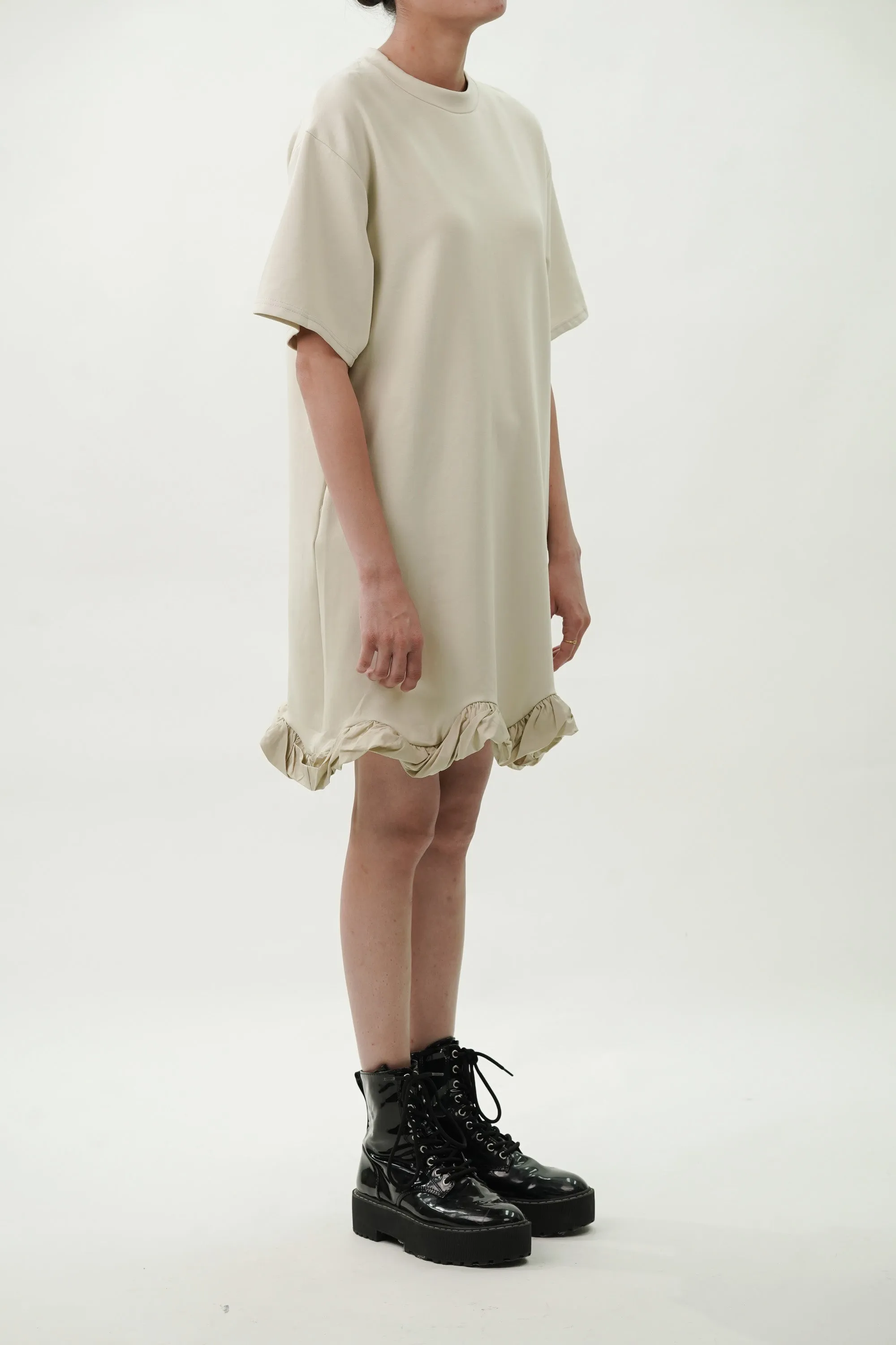 Ruffled Hem Knitted T-Shirt Dress