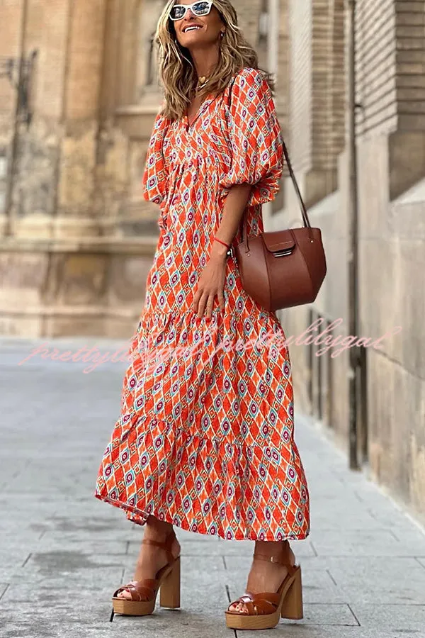 Sending Good Luck Printed Relaxed Midi Dress