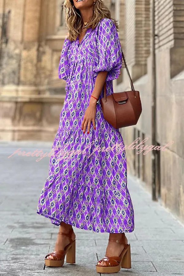 Sending Good Luck Printed Relaxed Midi Dress