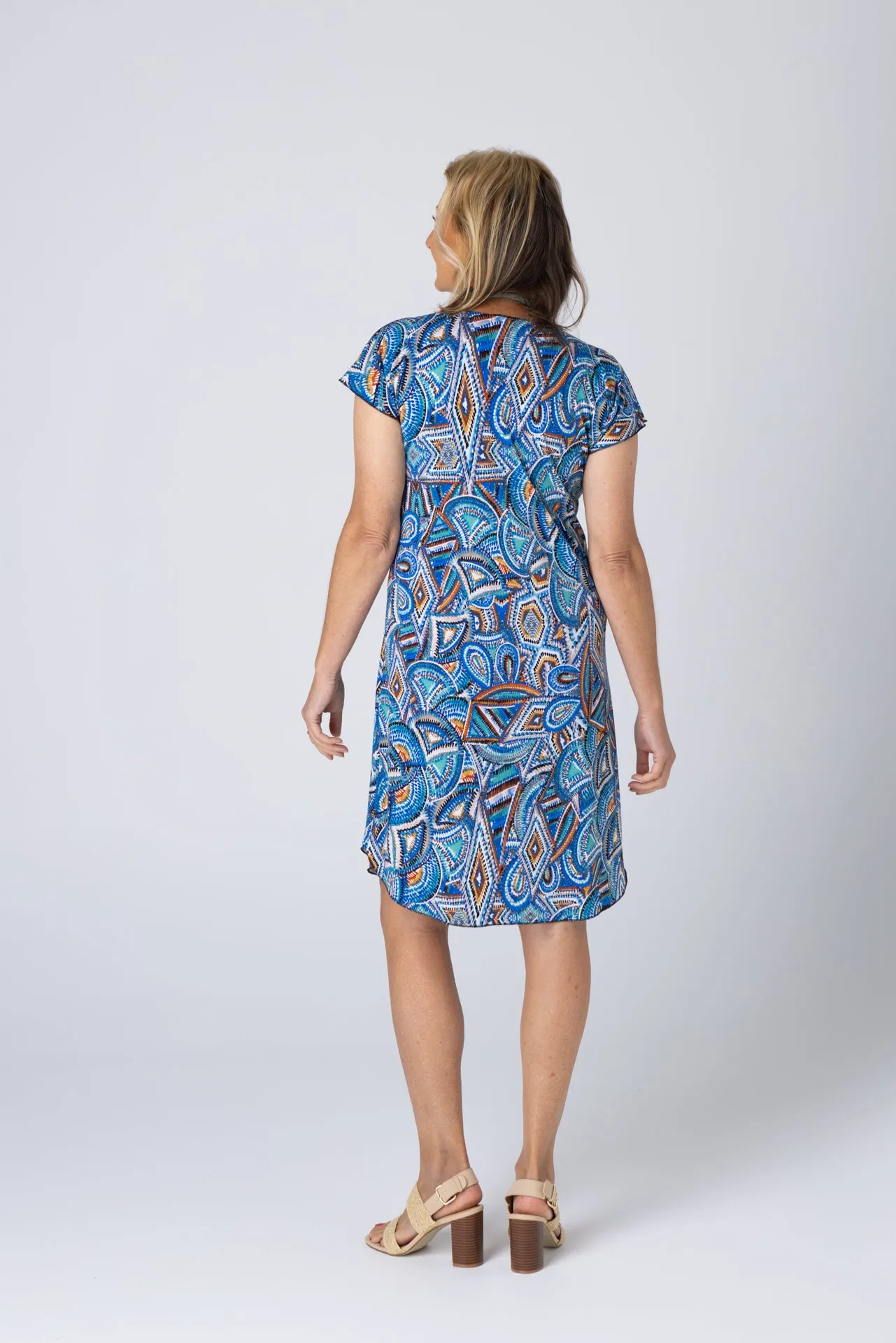 Shells Print Short Sleeve Jersey Shift Dress