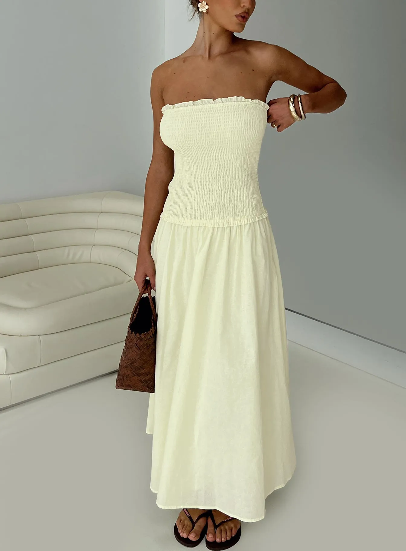 Tinsie Strapless Maxi Dress Yellow