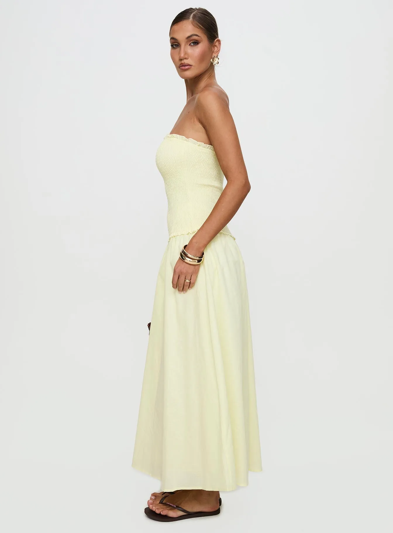 Tinsie Strapless Maxi Dress Yellow