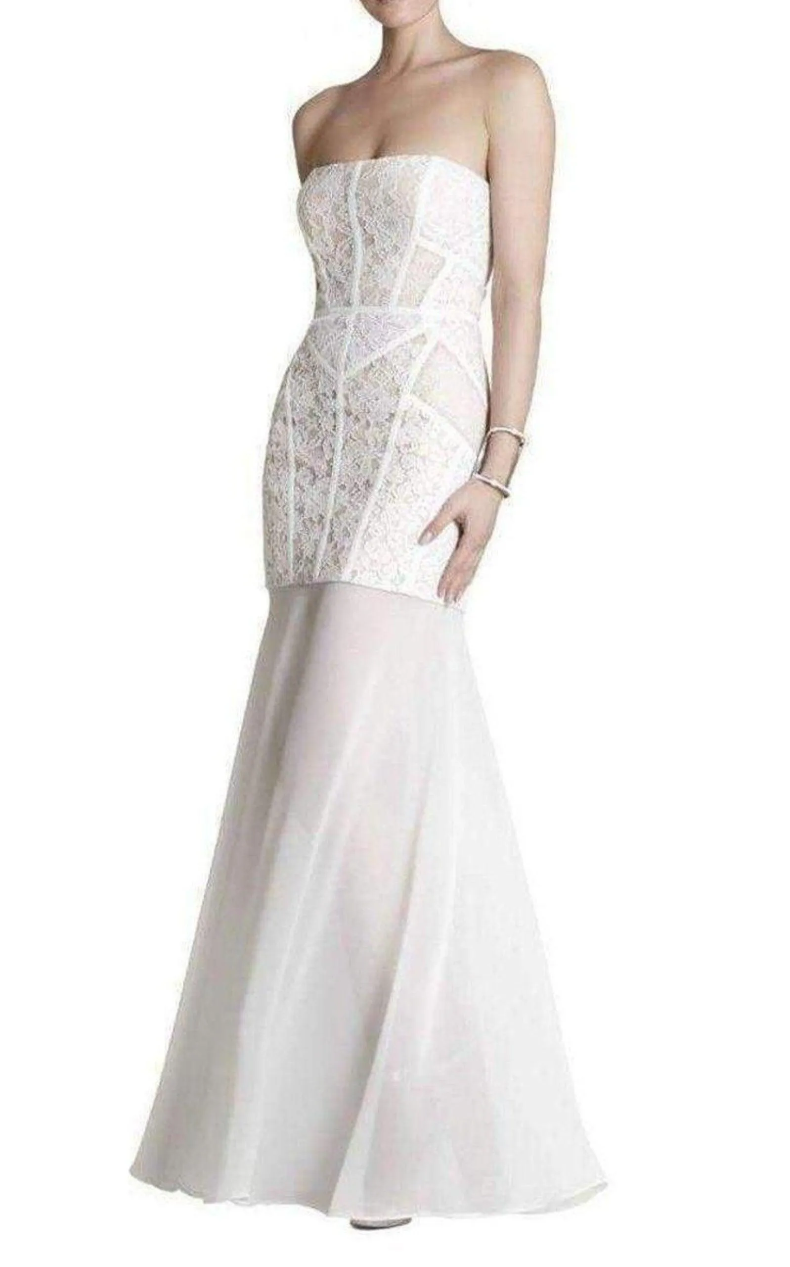 Vivienne Lace Blocked Strapless Dress