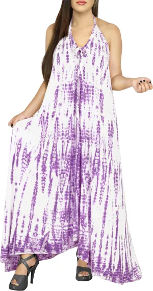 Women's Casual Beachwear Tie Dye Loose Bikini Swimwear Cover up Caftan Dress Pur